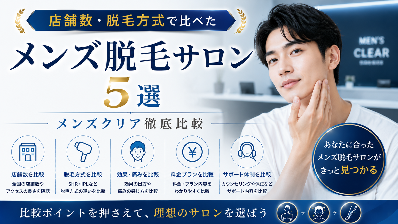 店舗数・脱毛方式で比べたメンズ脱毛サロン5選｜メンズクリア徹底比較【2026年最新】