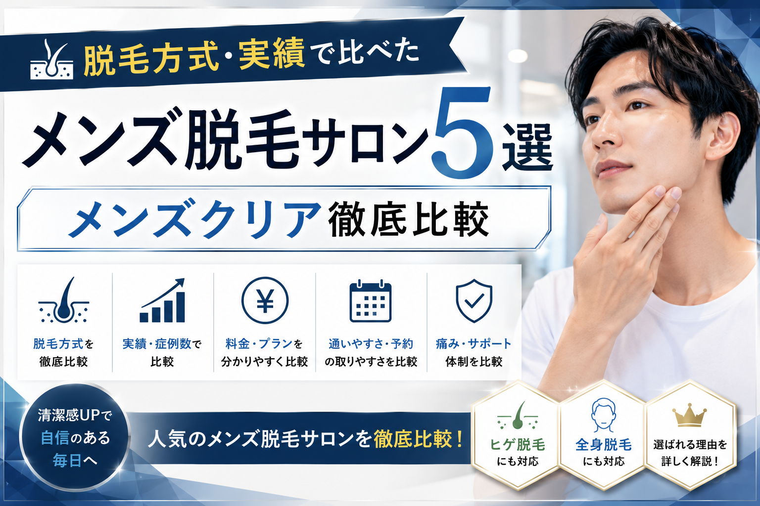 脱毛方式・実績で比べたメンズ脱毛サロン5選｜メンズクリア徹底比較【2026年最新】